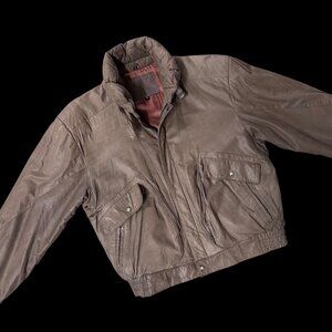 Vintage Leather Aviator Bomber Jacket Coat Brown Size M 1980s J Riggings Korea